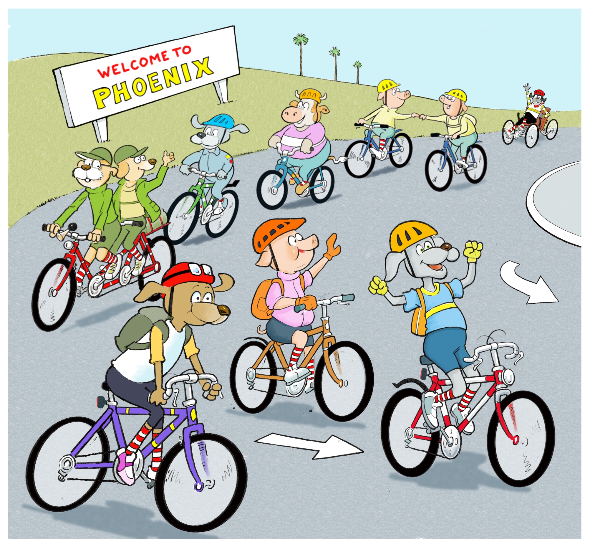 Caravan of riders arriving in Phoenix